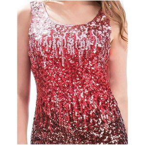 Red & Silver Ombre sequin sparkly tank top Perfect for the holidays!